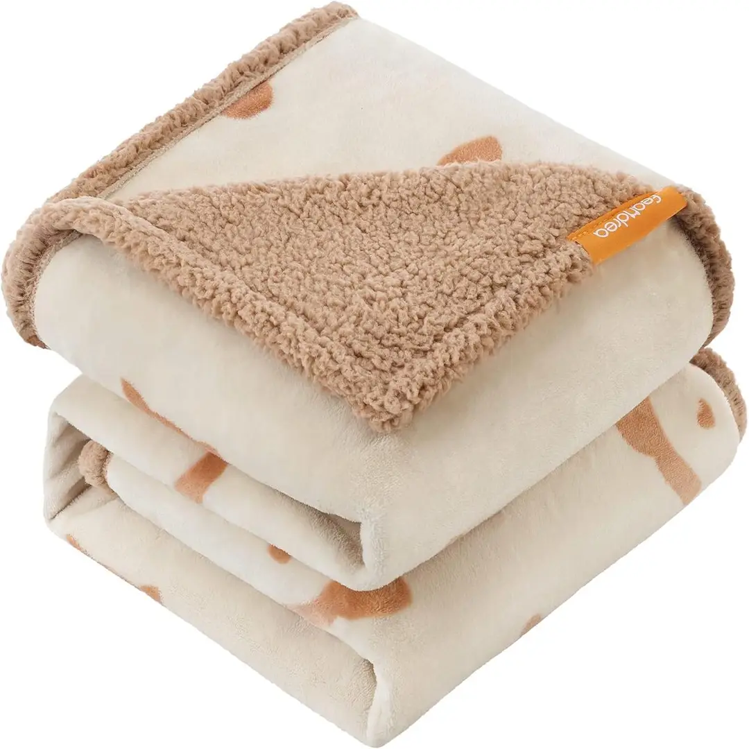 FEANDREA Wasserdichte Hundedecke, Sherpa-Fleece-Tierdecke für mittelgroße und große Hunde, Katzen, 152 x 127 cm, XL, maschinenwaschbar, doppelseitige Sofaschutzdecke, Beige PPB060K01