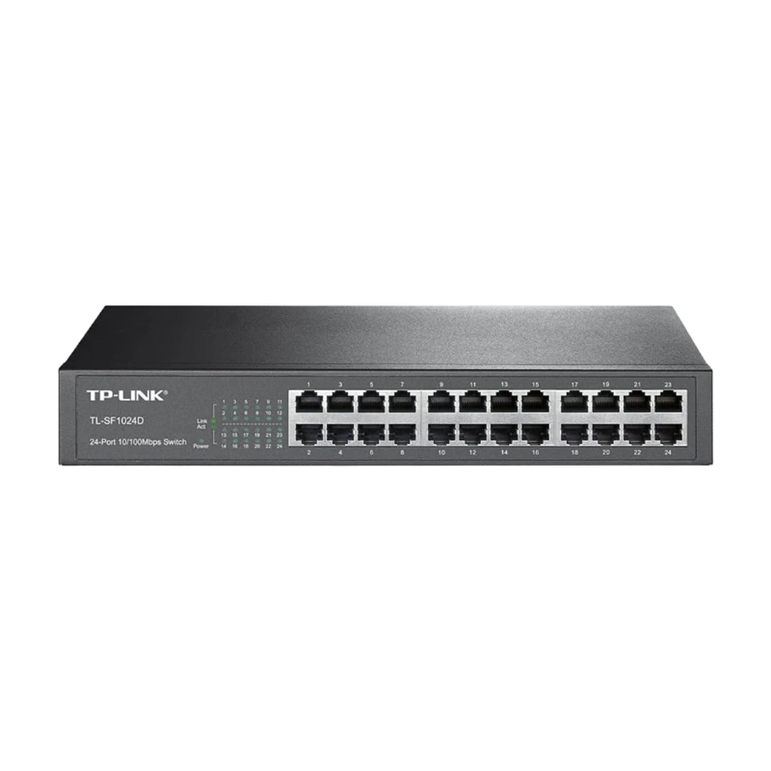 TP-Link TL-SF1024D 24-Port Fast Ethernet Switch | 10/100Mbps Rackmount Netzwerk-Hub | 13-Zoll Desktop-Design