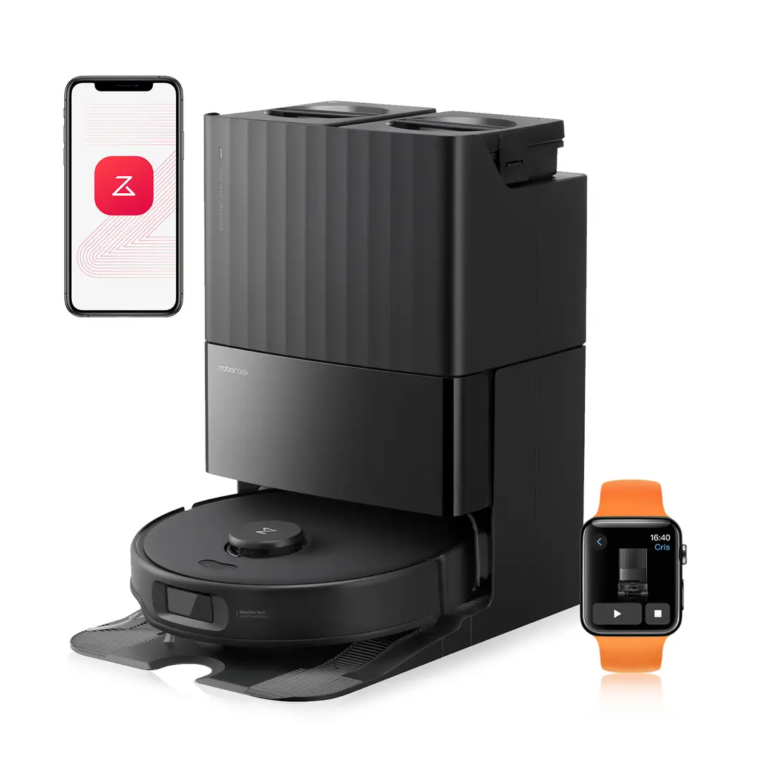 roborock Qrevo Edge S5A Saugroboter mit Wischfunktion, Dual Anti-Tangle System, 18.500 Pa, FlexiArm Design Kantenreinigung, Heizbare Wischmopp, 75°C Heißwasser Wischmopp Reinigung, Schwarz