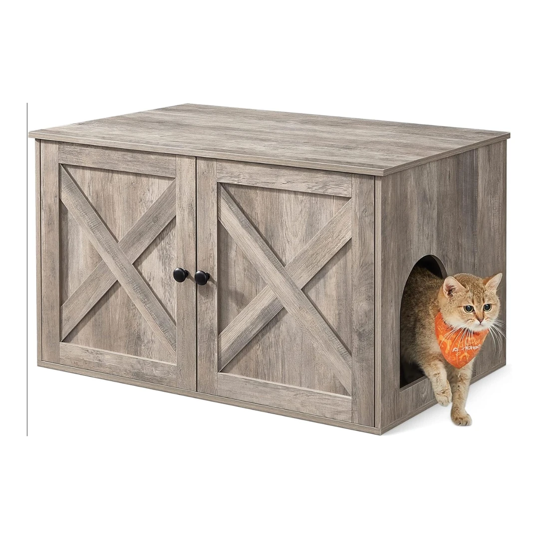 Feandrea Greige PCL002G01 kattenbak met verwijderbare scheidingstafel, 80 x 53 x 50 cm