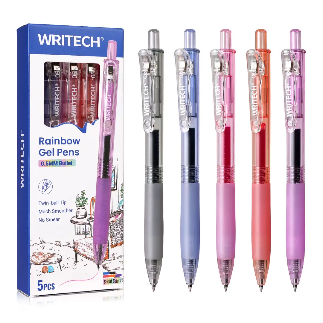 WRITECH Uittrekbare gelstiften Snelle droge inktstiften 0,5 mm kogel Meer kleuren Voor dagboek schrijven, tekenen, krabbelen en notities nemen (Meer kleuren)