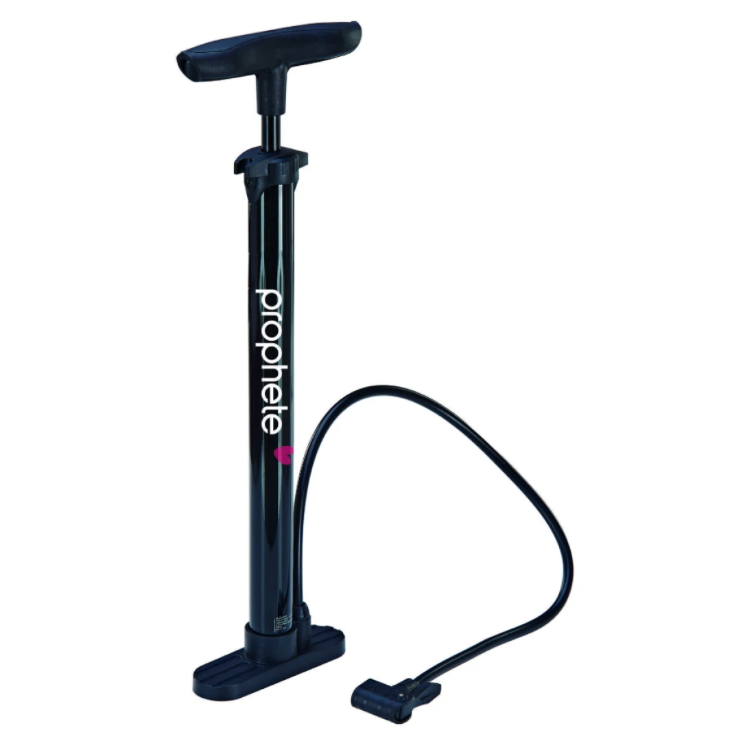 Prophete Fahrradpumpe, Standpumpe, Länge 470 mm, Stahlgehäuse, mit Doppelkopf, für alle Ventilarten