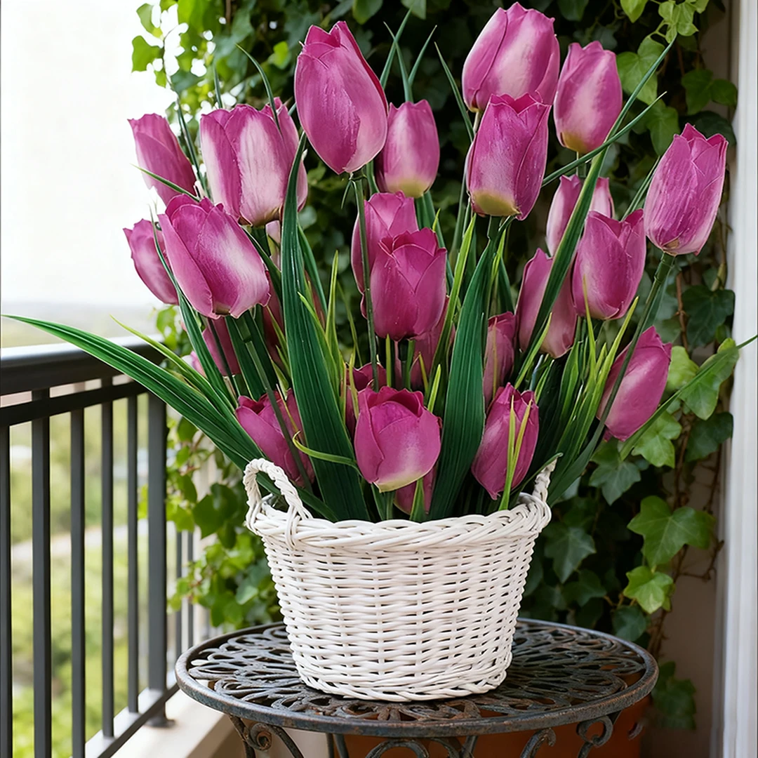 Yuejia Lot de 4 bouquets de tulipes artificielles rose - 38,7 cm