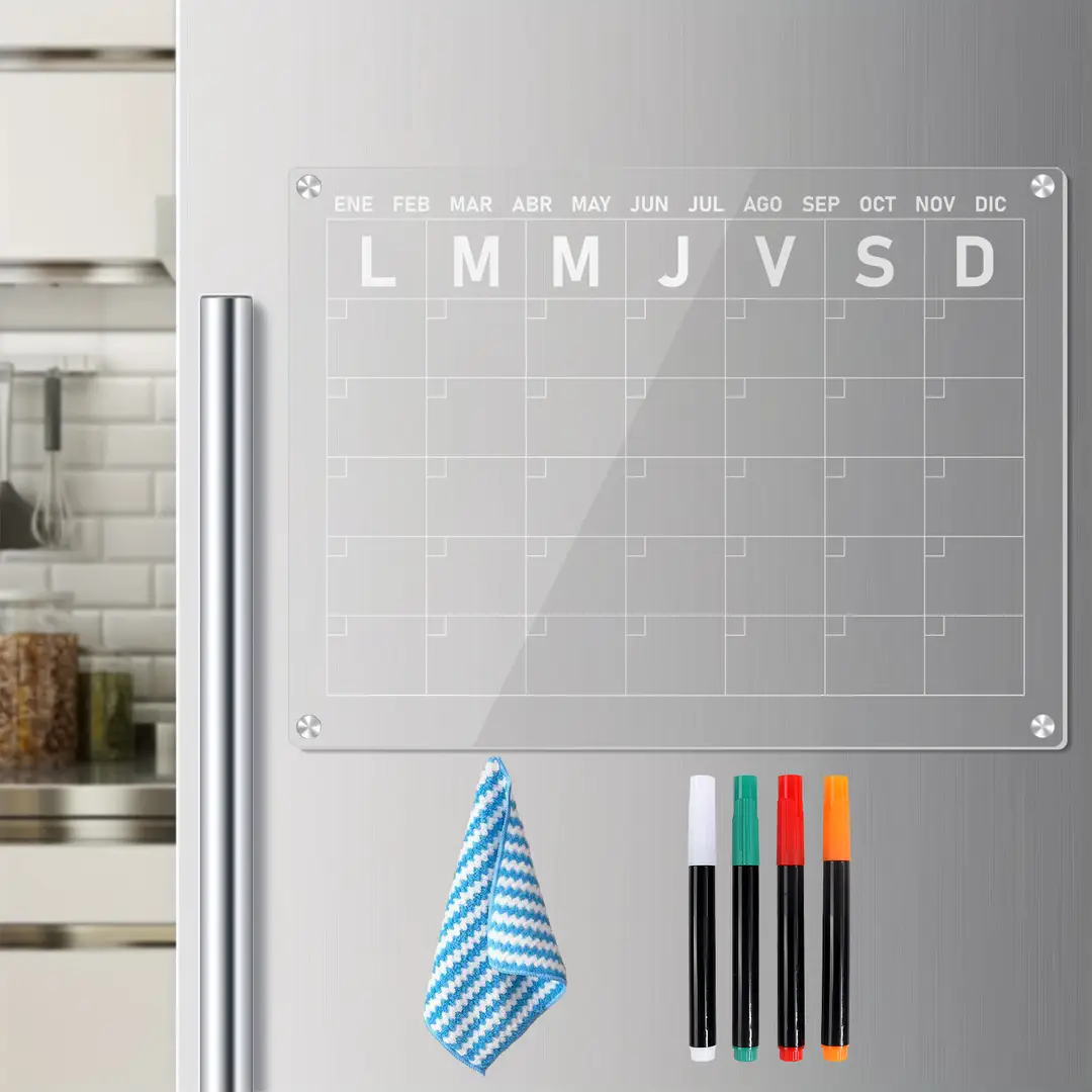 Alphynix Calendrier de réfrigérateur de cuisine, planificateur tableau blanc magnétique pour la maison et le bureau, marqueurs et chiffon inclus, idéal pour les rappels quotidiens et les rendez-vous, 1 pièce