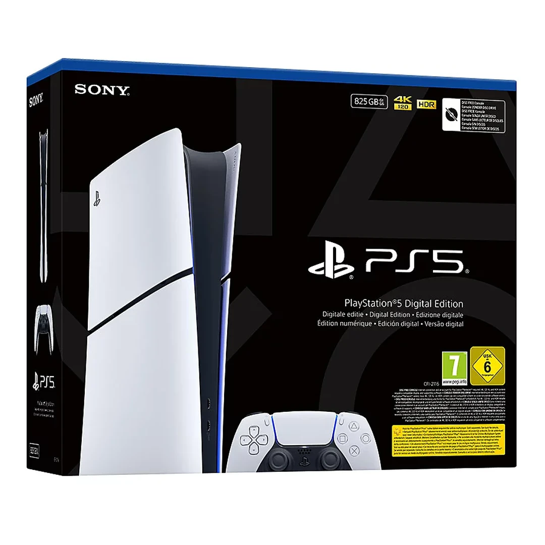 Sony Console PlayStation 5 Slim Digital avec Manette PS5 sans fil Dualsense - Blanc - Version EU