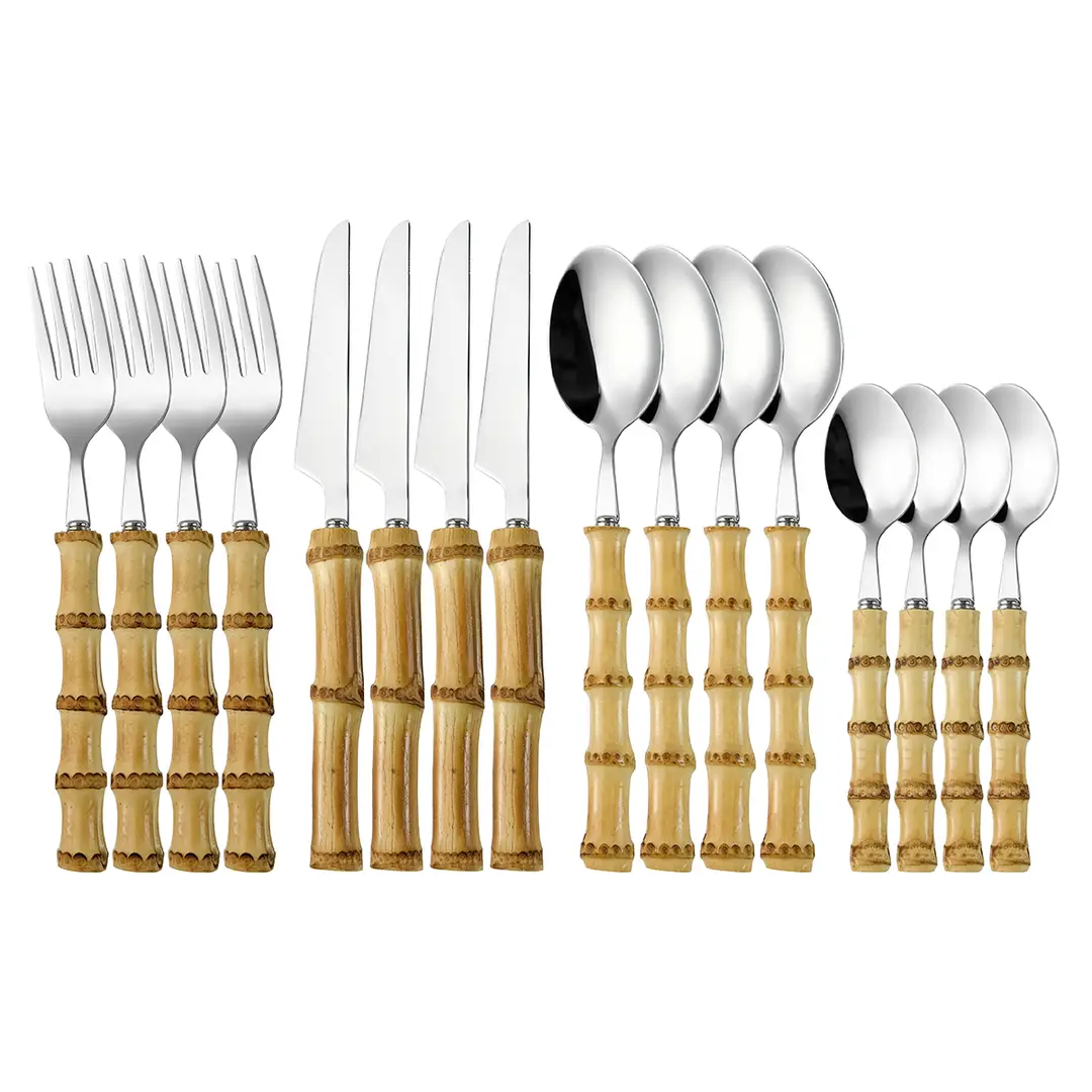 Fangyuan 16-teiliges Besteck-Set silbernes Edelstahlbesteck mit Messer, Gabel, Löffel, hochwertiges Edelstahlbesteck, spülmaschinenfestes Küchenset K34