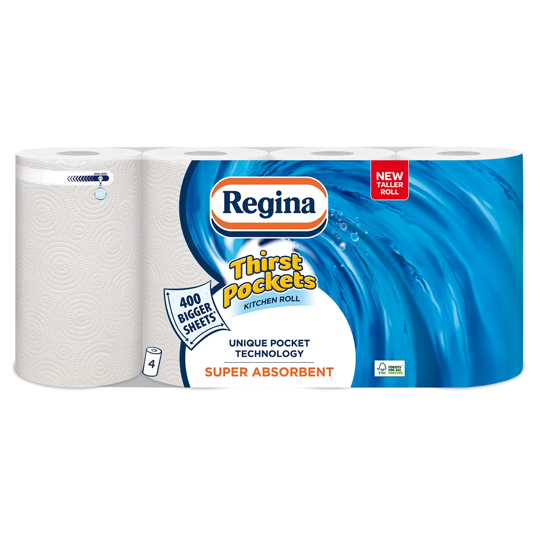 Regina Thirst Pockets 2 Ply 4 Pack White  (4R)