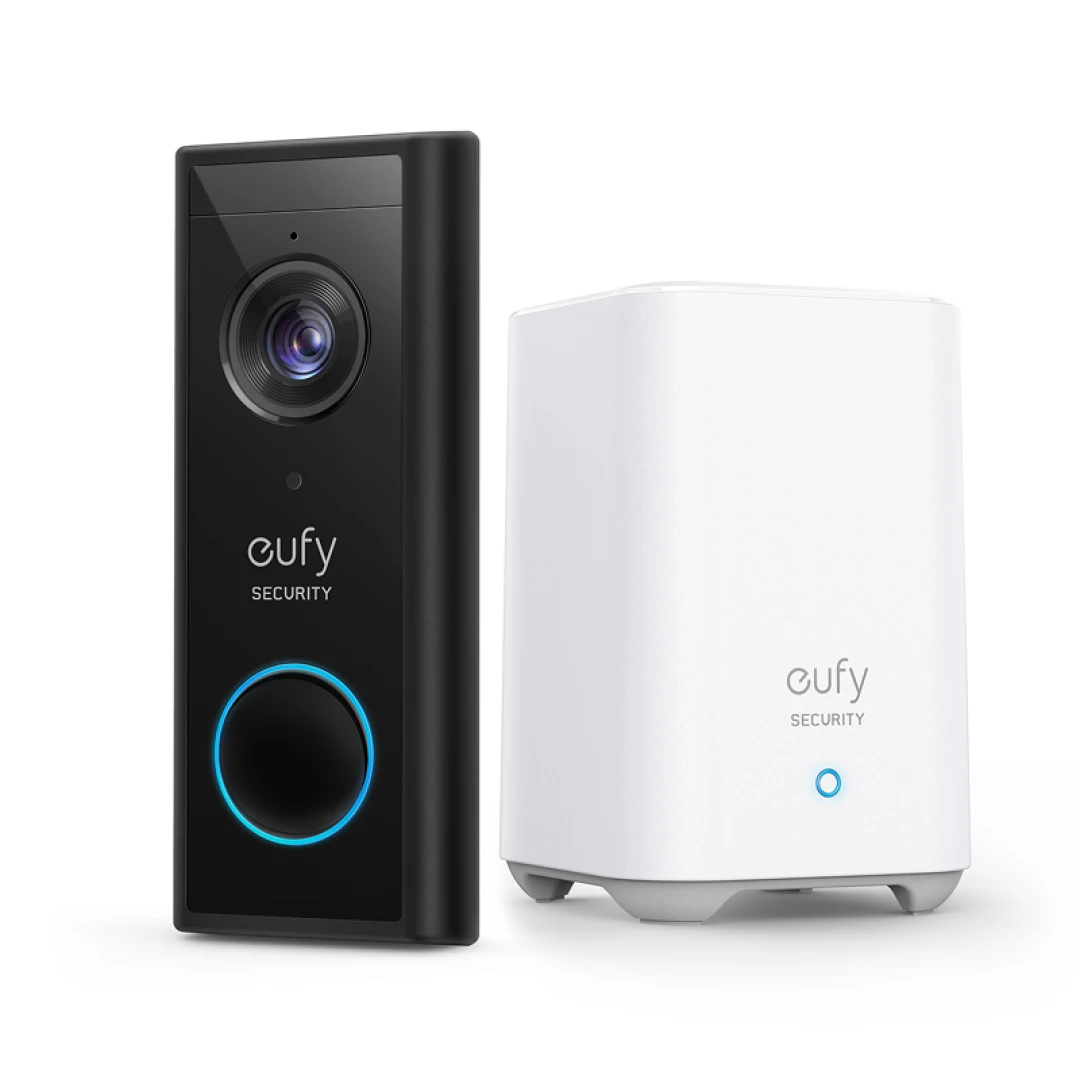 eufy Security, zusätzliche kabellose Video-Türklingel Akku, 2K HD,Türklingel mit Kamera-Funktion,Gebührenfreie Nutzung,Personenerkennung,Audiofunktion,kinderleichte Installation (HomeBase 2 notwendig)