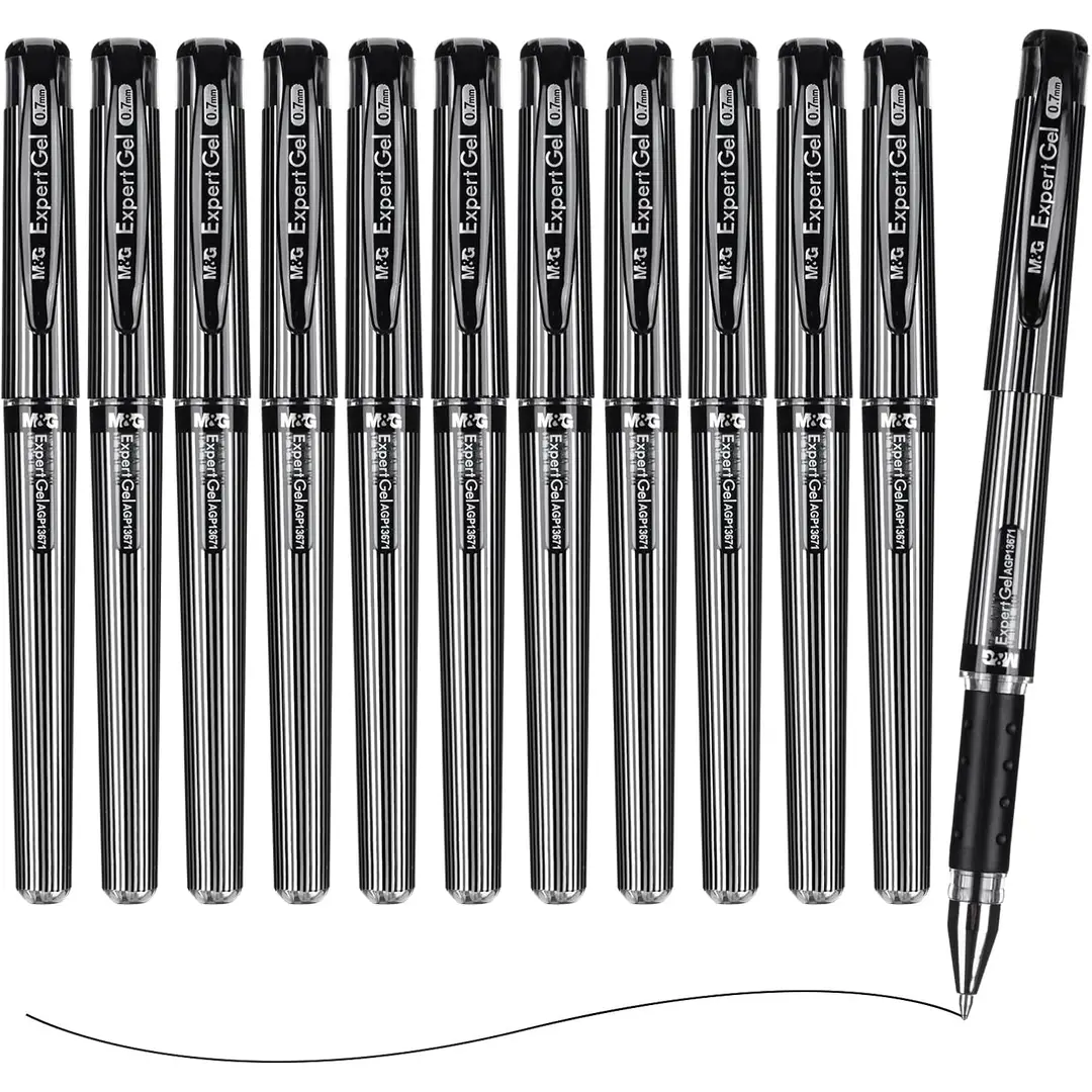 M&G Gel Pens 12-Pack, Black Ink Gel Pen, Buttery-Smooth Writing Gel Ink Pen, Exam School Office Pen, Quick Dry Roller Ball Pen
