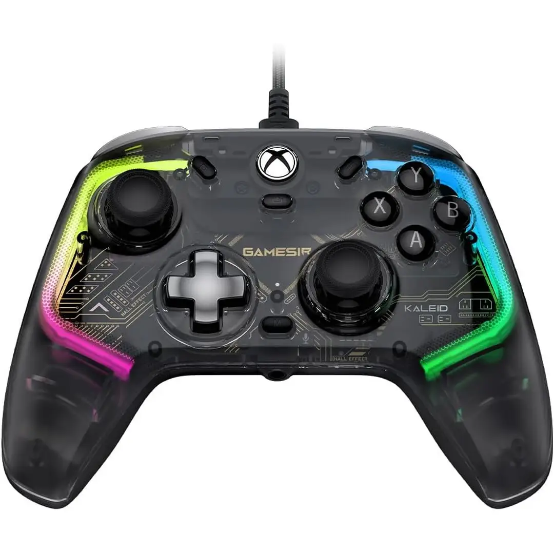 GameSir Kaleid transparante rookkleurige RGB bedrade Xbox-gamecontroller, aansluiting: bedraad  
Compatibele platforms: Xbox Series X/S, Xbox One, Windows 10/11