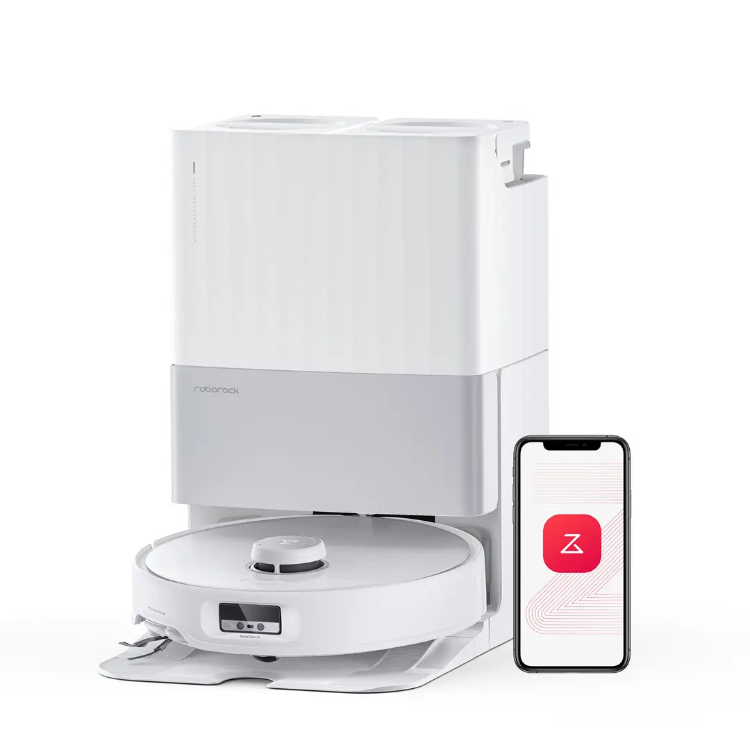 roborock Qrevo Edge Saugroboter mit Wischfunktion, Dual Anti-Tangle System, AdaptiLift Fahrwerk, 18.500Pa, FlexiArm Design für Kantenreinigung, beheizbarer Wischmopp, 75°C Heißwasser-Moppwäsche, "Hello Rocky", weiß