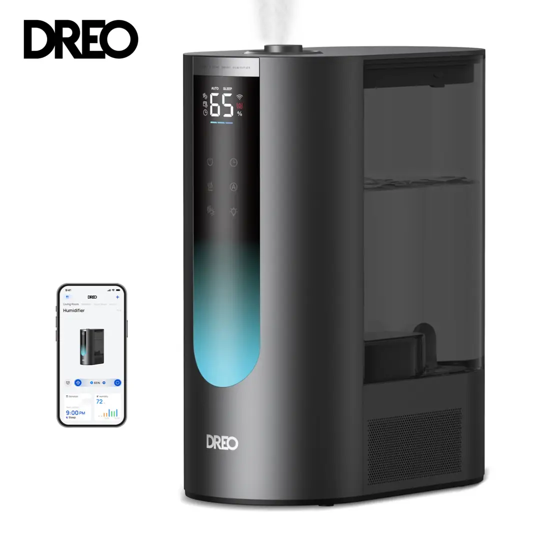 DREO Smart Ultraschall-Luftbefeuchter – großer 6‑Liter‑Wassertank, schnelle Luftbefeuchtung (500 ml/h), wärmender & kühler Nebel, App‑Steuerung, präzise 5%‑Luftfeuchtigkeitssteuerung, Dual‑Aroma‑Pads, HHM013S.