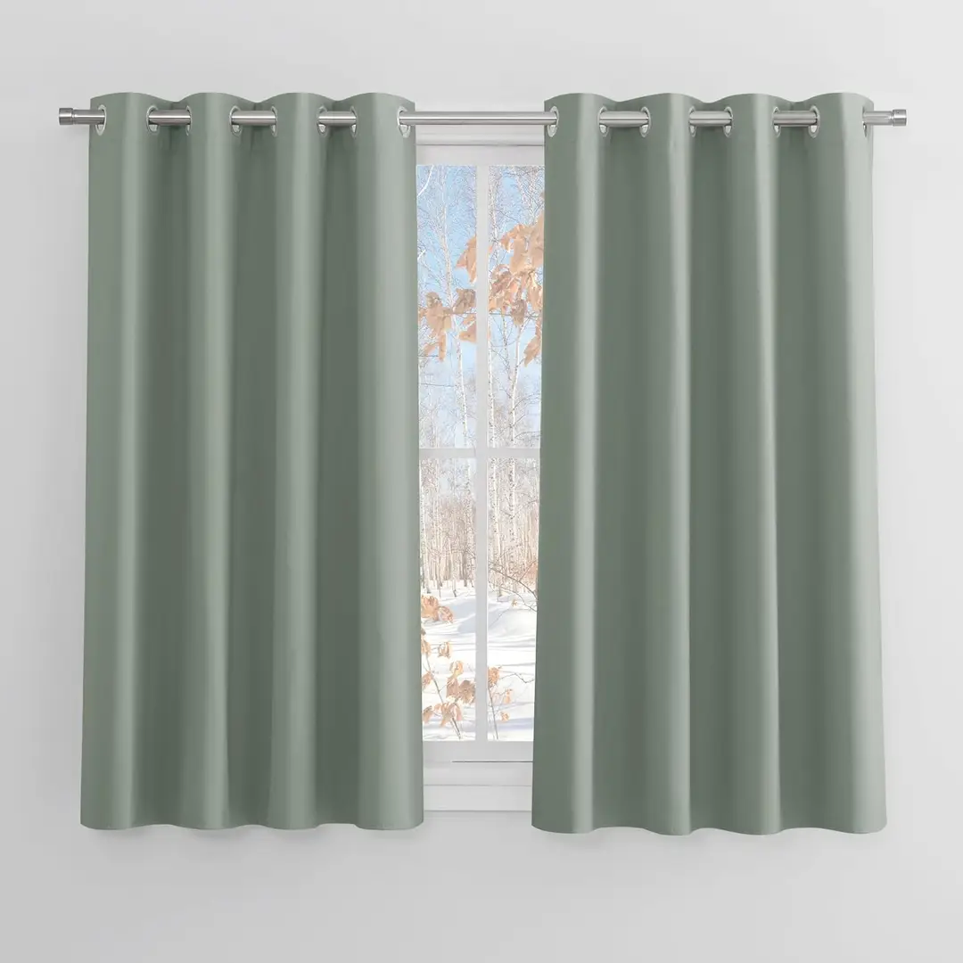 PONY DANCE Store occultant avec œillets, lot de 2, l 140 x h 145 cm (l 55 x h 57 pouces), vert sauge