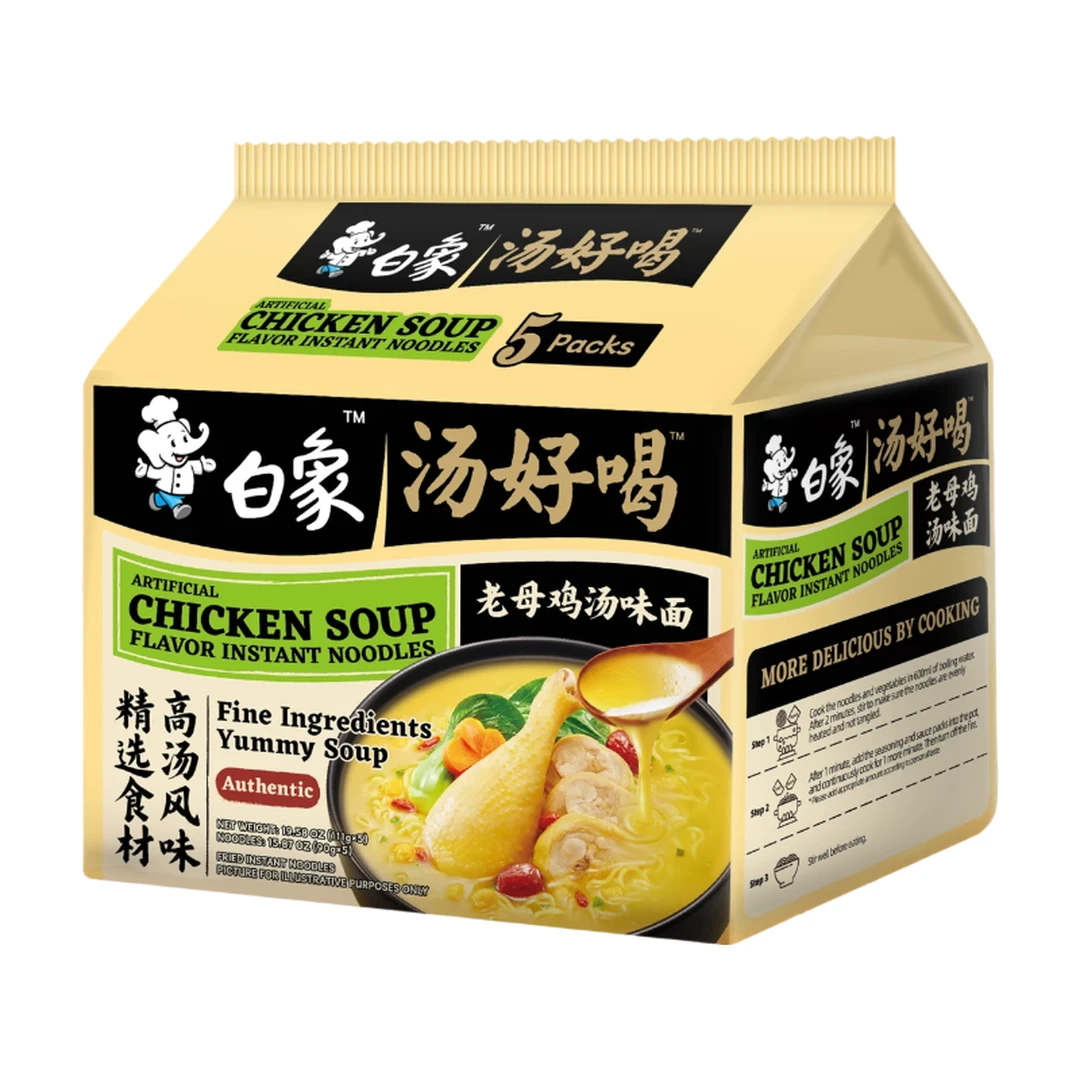 Bai Xiang Suppennudeln mit Hühnersuppengeschmack (5 Stück) 555 g