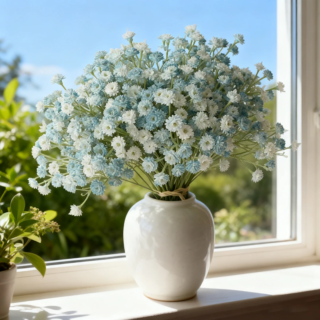 Yuejia Lot de 3 fleurs de gypsophile artificielles 22 cm - Bleu