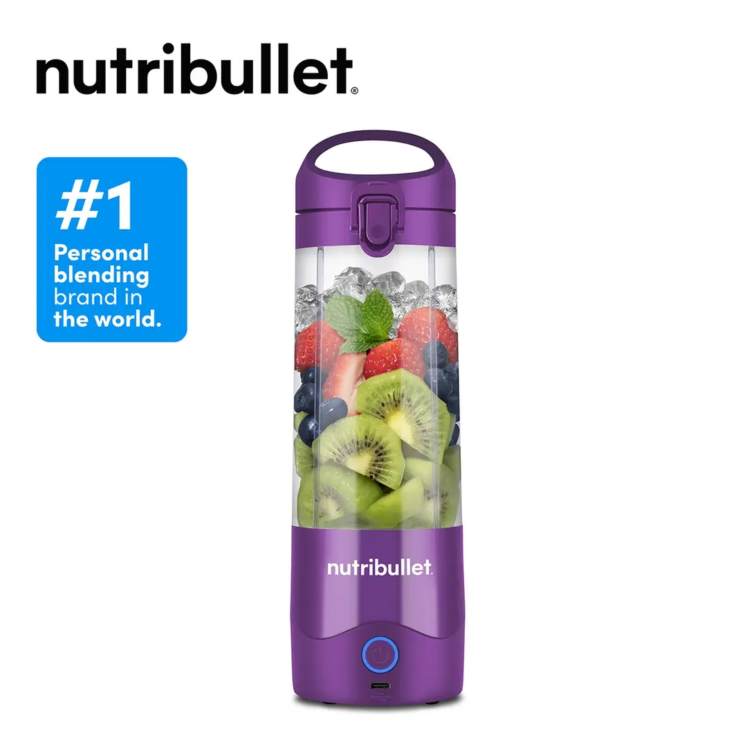 nutribullet Portable Blender - Purple, 475ml Cup, Powerful Extractor Blade, To-Go Lid, USB-C Charging Cable, 15+ Blending Cycles