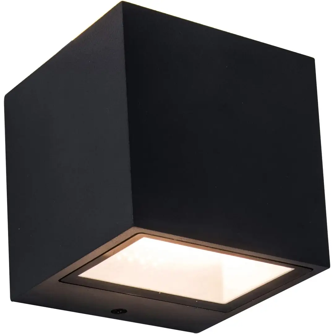 LUTEC LED Außenwandleuchte, moderne Mini-Wandlampe aus Aluminium in Mattschwarz, Außenlampe, 850 Lumen, warmweißes Licht 3000 K, quadratische Wandleuchte mit Up-&-Down-Effekt