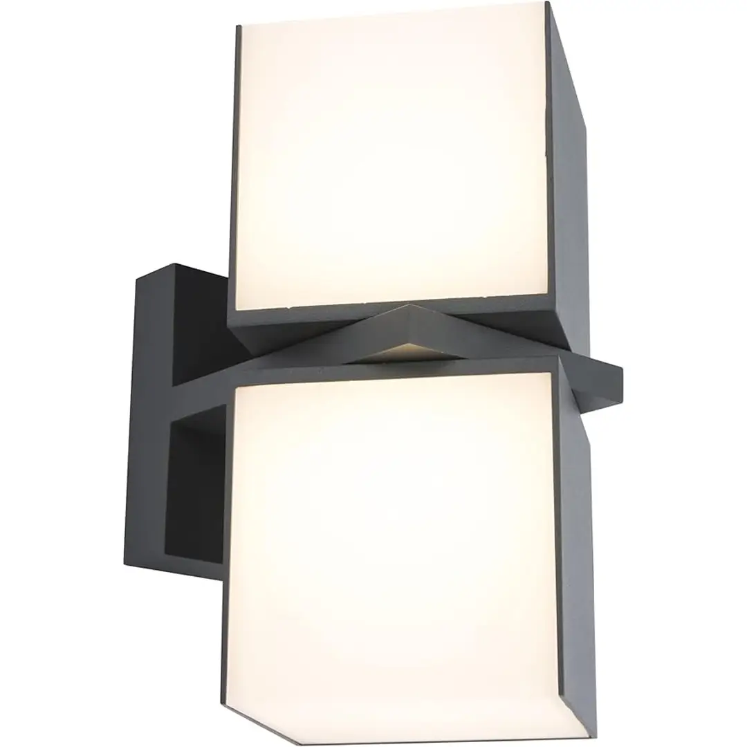LUTEC ECO-LIGHT Cuba LED Außenwandleuchte, moderne Wandleuchte aus Aluminiumguss in Anthrazit, 350° drehbare Lichtwürfel, wetterfeste Außenleuchte, warmweißes Licht 3000 K, 1000 Lumen Helligkeit