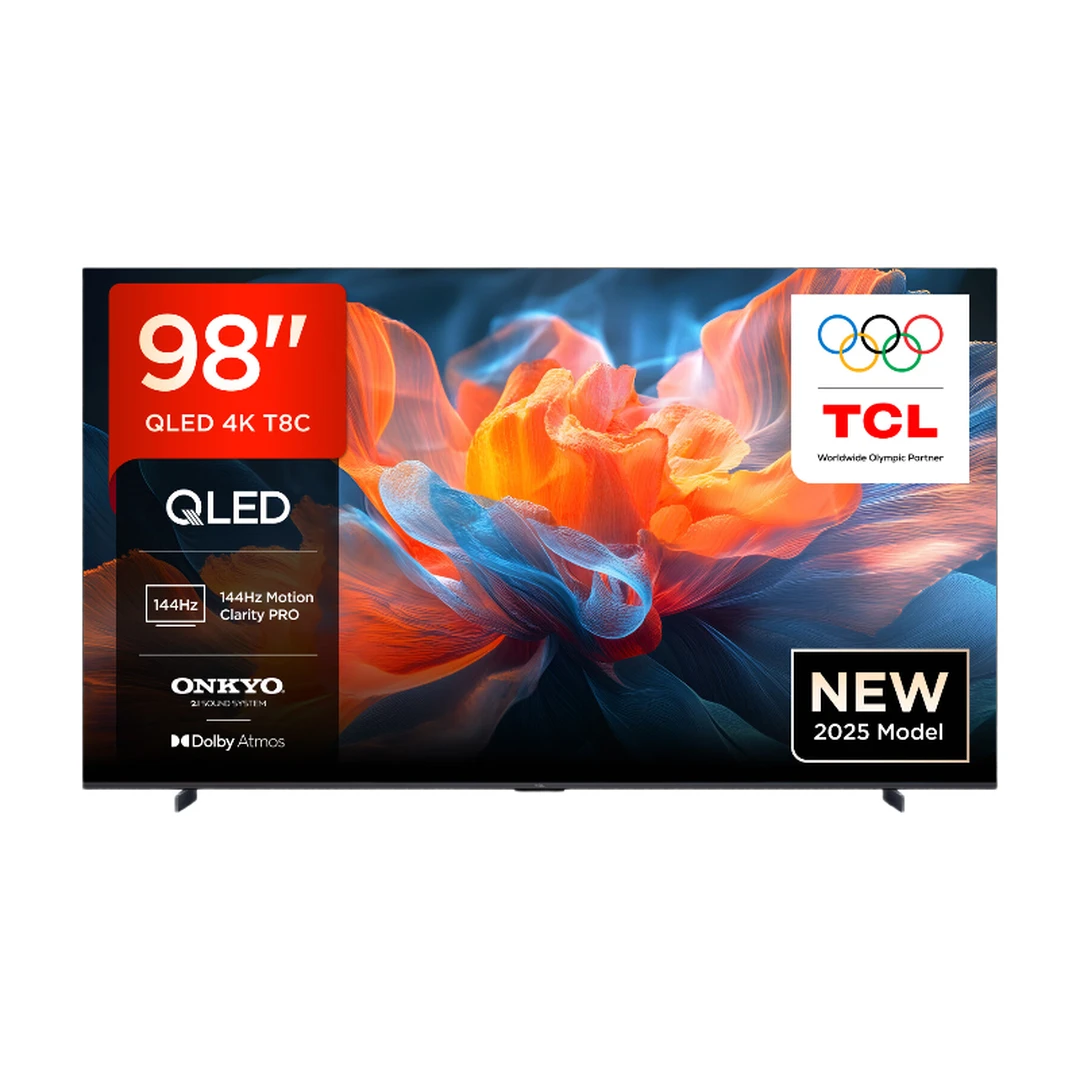 TCL 98T8C Smart TV, 98 Zoll, QLED, 4K Ultra HD, 144Hz, HDR10+