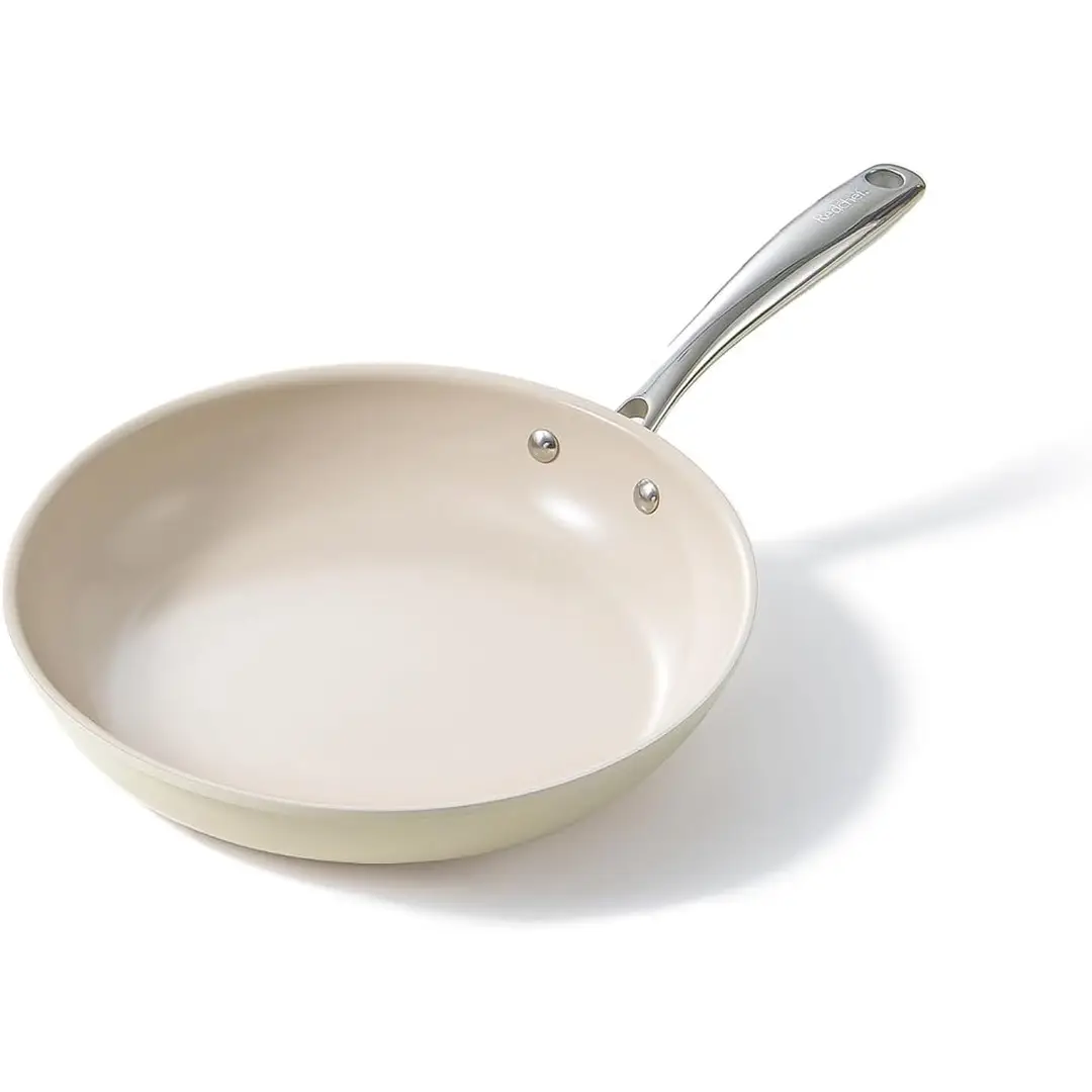 Redchef Gemstone Aluminum II Series 20cm Ceramic Frying Pan, White Exterior & Brown Interior