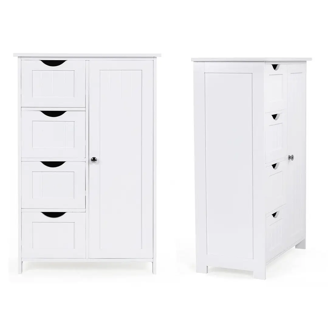 VASAGLE Commode Armoire de salle de bain, Armoire de salon en bois Armoire latérale avec 4 tiroirs LHC41W