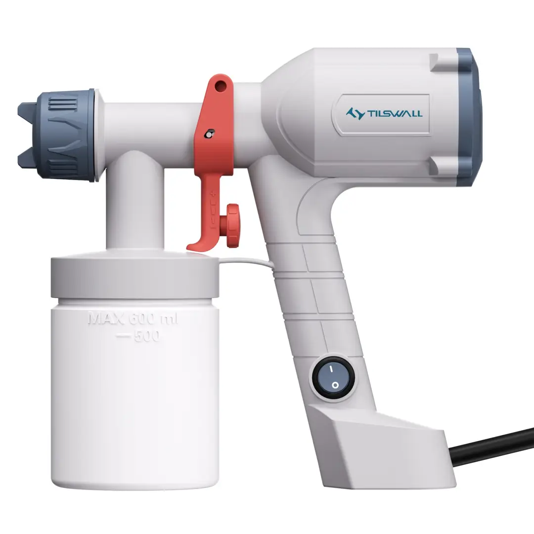 TILSWALL Paint Sprayer, Upgraded Ultra-Light Electric Paint Spray Gun with 600ml Detachable Cup, 2 Nozzles & 3 Patterns - Perfect for Fences, Sheds, Walls, Ceilings, Furniture, Cabinets, Garden, White