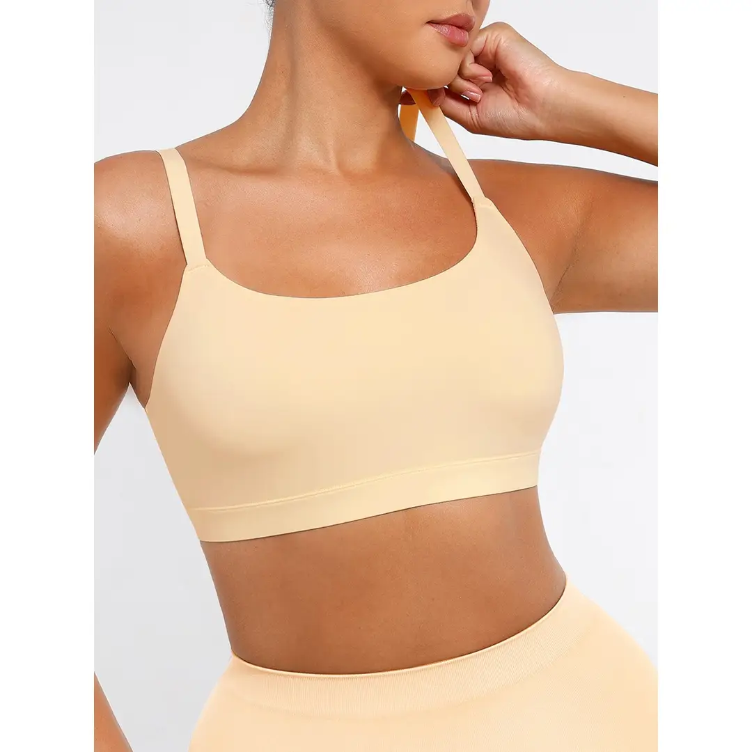 Feelingirl Everyday Seamless Wireless Invisible Square Neck Full Cover Homewear Bra for Women M Skin, Couple Gift Perfect Gift