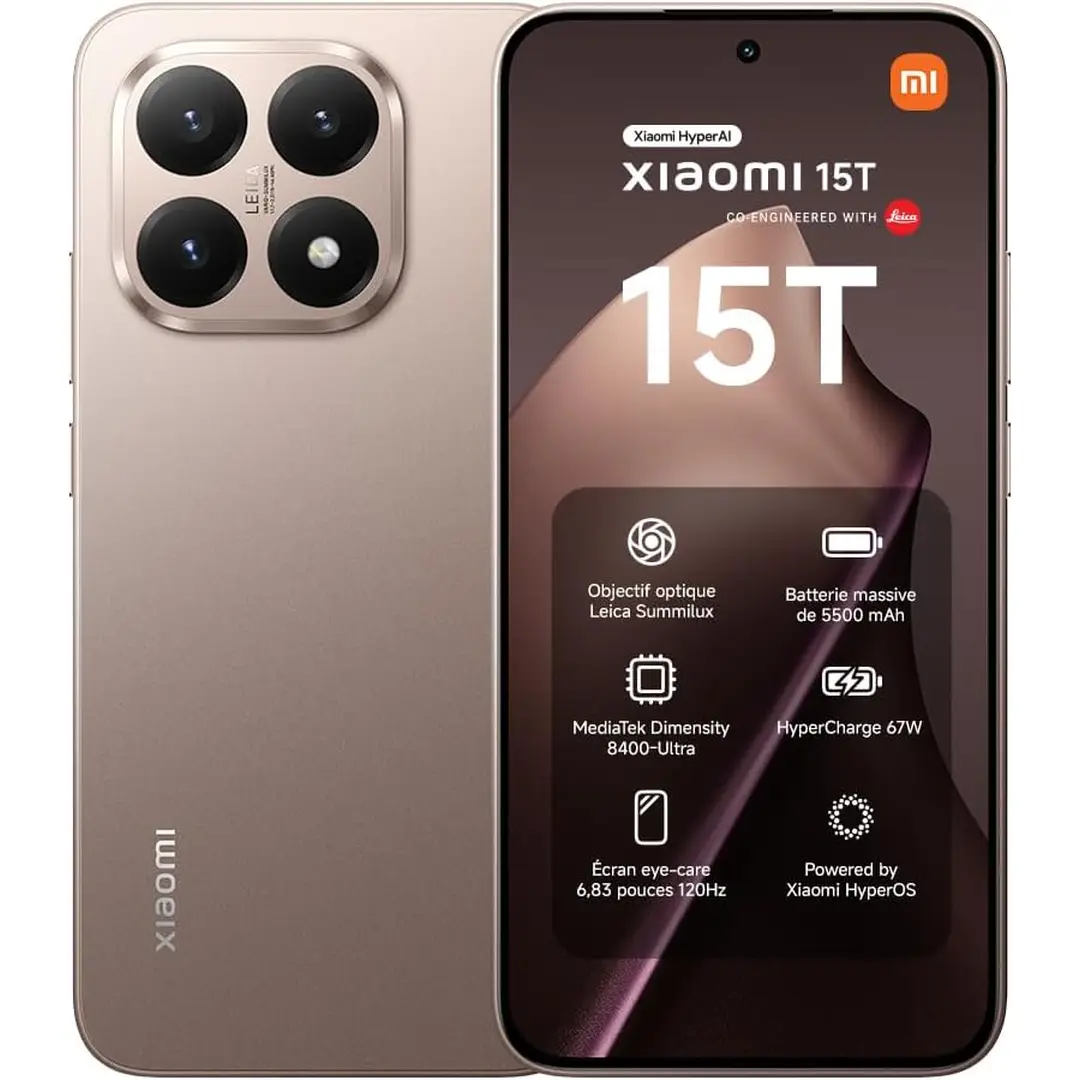 Xiaomi 15T Smartphone avec objectif Leica 12 Go + 256 Go - Or rose