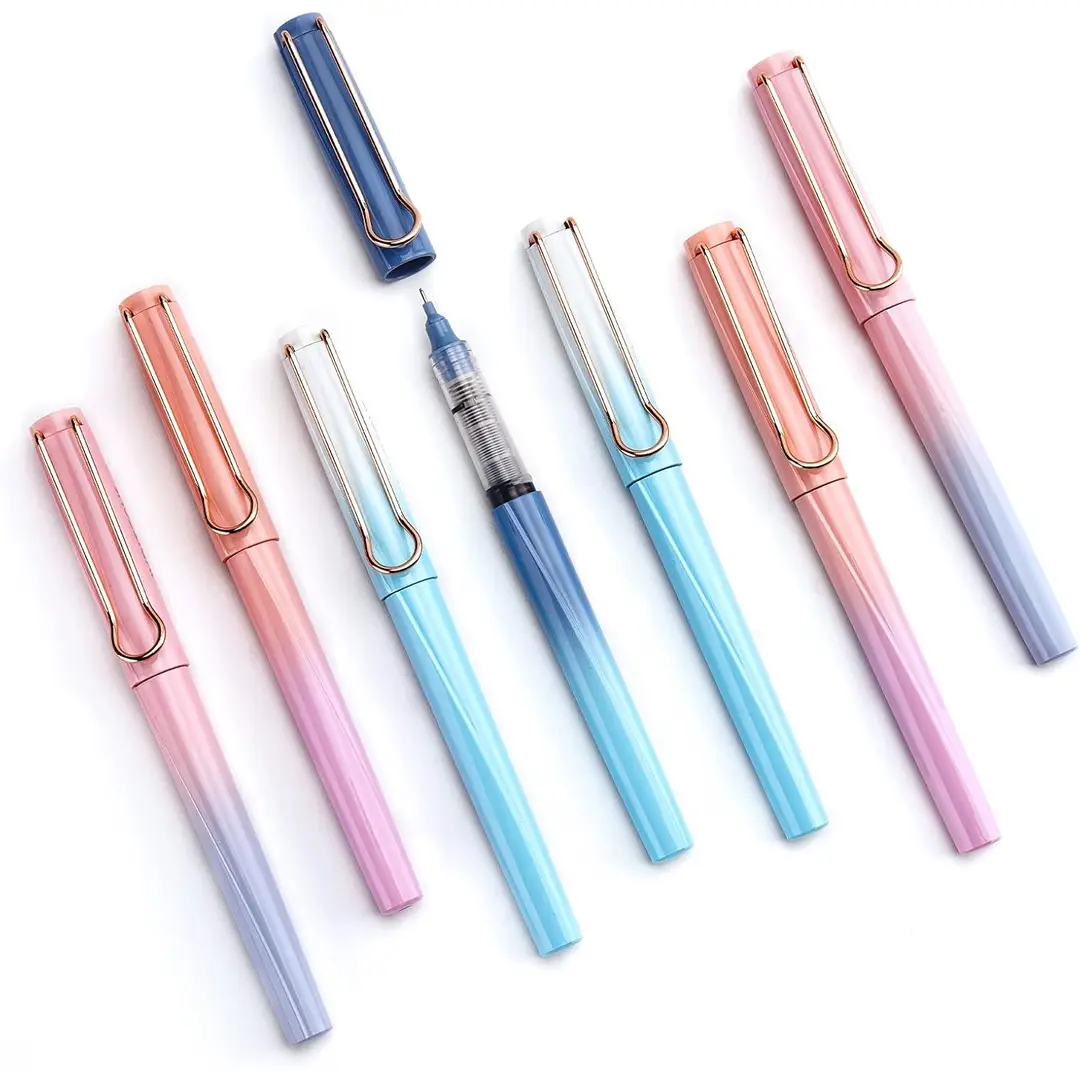 WRITECH Vloeibare Inkt Rollerball Pennen: 0,5 mm Zwart Snel Droog Geen Doorbloeding Roller Pennen Verpakking van 8 (Verloop)