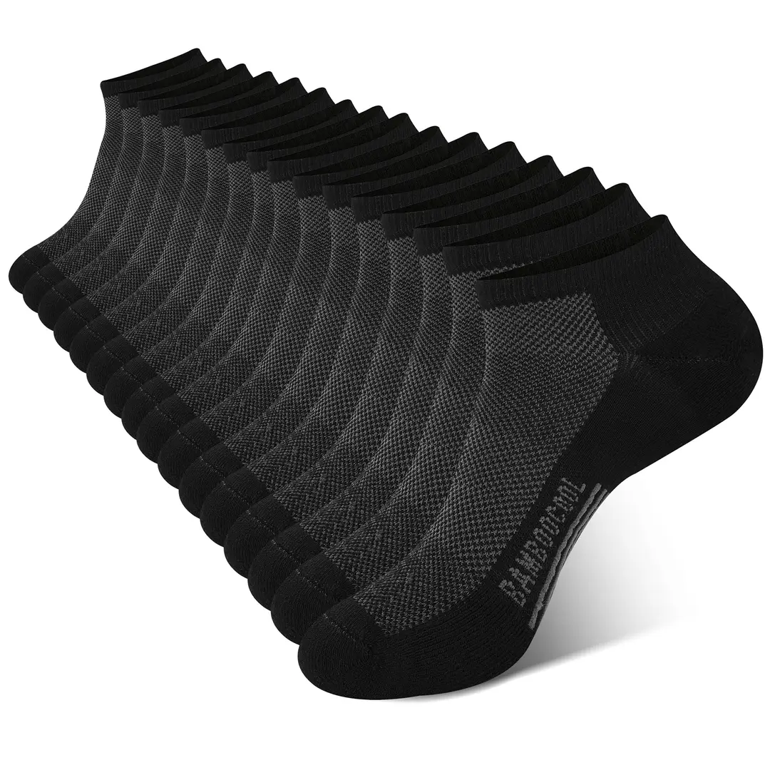 BAMBOO COOL Men's Athletic Ankle Socks Cushioned Moisture Wicking, Low Cut Running Mesh Socks Arch Support XL (8 Pack)