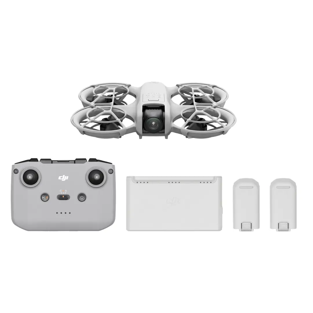 DJI Neo Fly More Combo, minidrohne mit 4K UHD-Kamera für Erwachsene, 135 g selbstfliegende Drohne, die dir folgt, handstart, motivverfolgung, QuickShots, stabilisiertes Video, mit RC-N3 und 3 Akkus