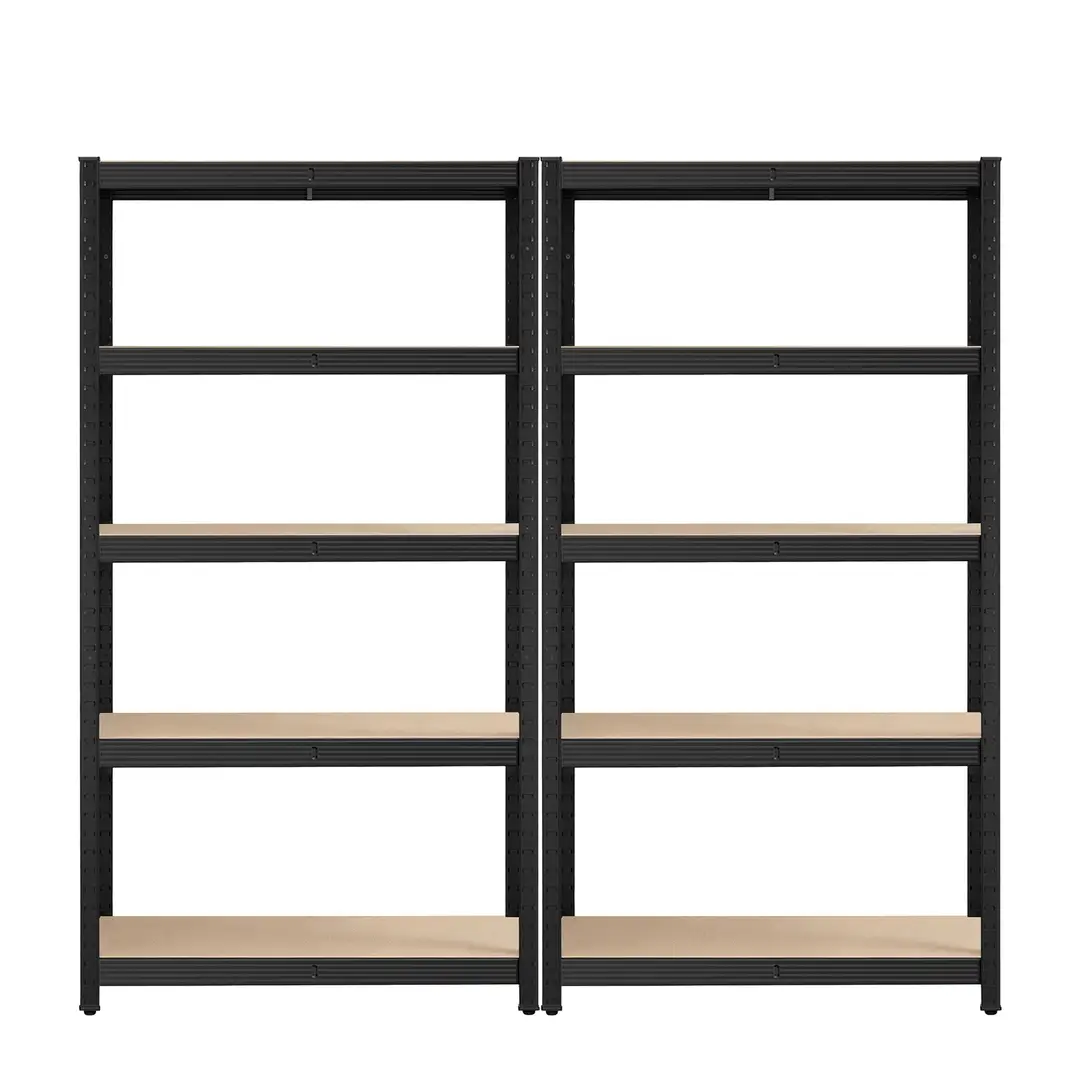 SONGMICSHOME Schwerlastregal 5 Ebenen, 2er Set, Standregal mit Stahlrahmen, für Garage, blau