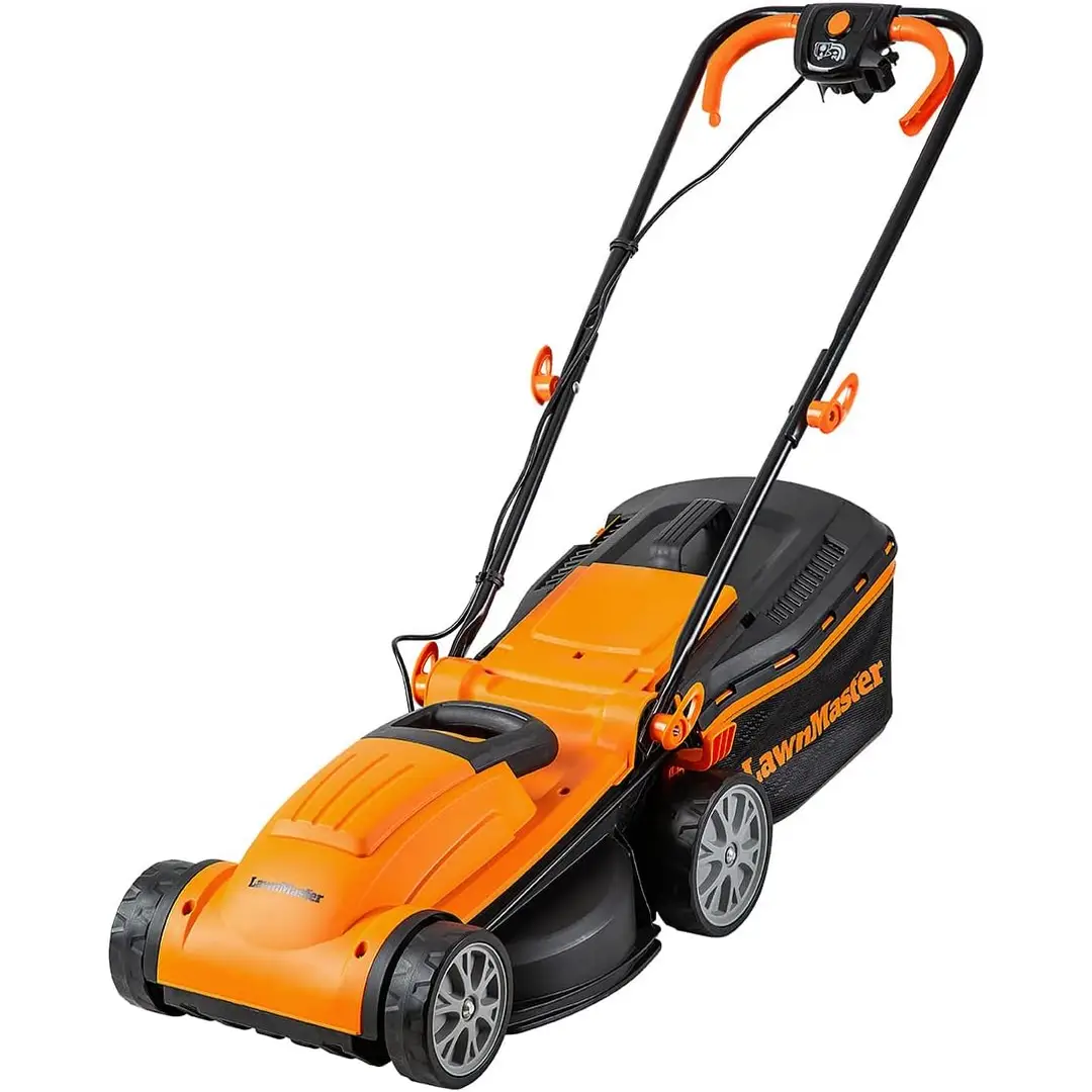 Lawnmaster MEB1434M Elektro-rasenmäher 1400 W, 34 cm, bis zu 300 m², 6-stufige schnitthöhenverstellung 20–70 mm, 32 L