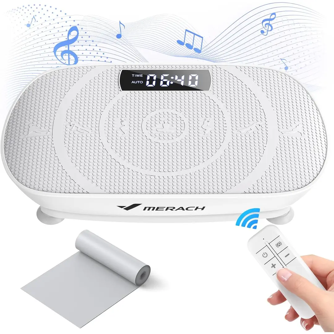 MERACH Vibration Plate, Whole Body Workout Powerful Quiet Vibration Plate Exercise Machine for Weight Loss and
Shaping, Auto or Manual Speed Control, Built-in Bluetooth Speaker