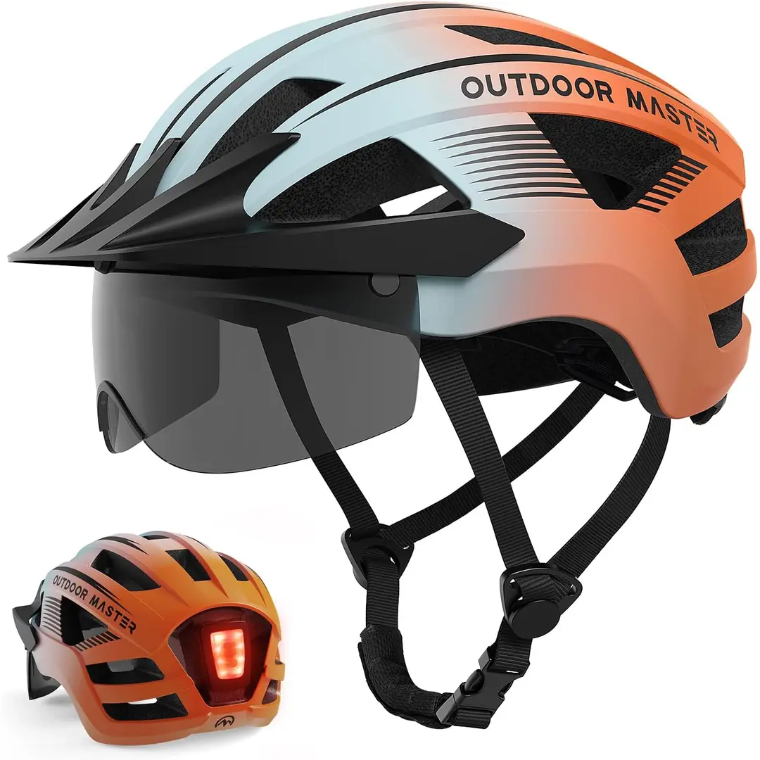 OutdoorMaster Cycling Helmet RhinoUrban With Goggles&Light Blue-Orange Gradient L 58-61cm