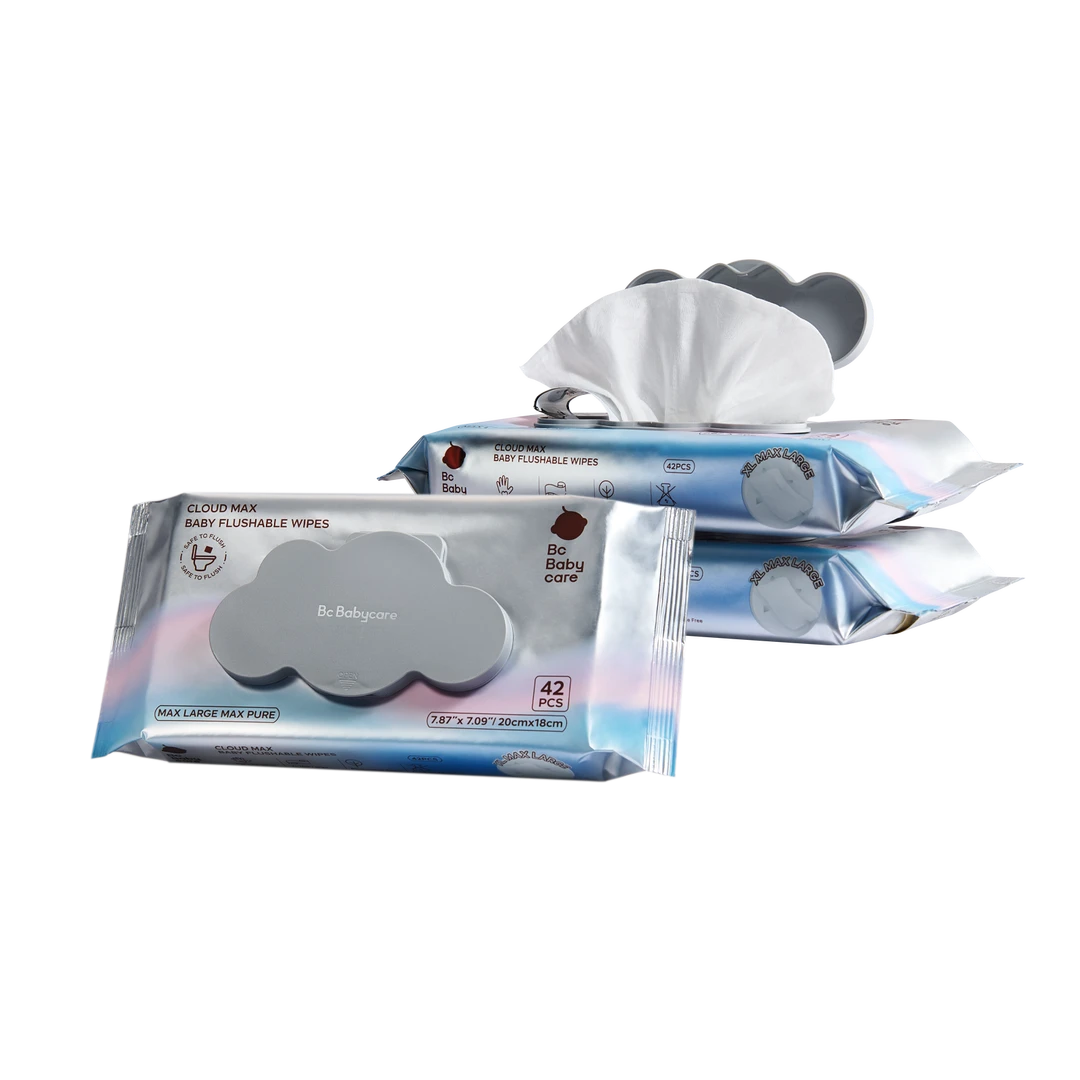 Bc Babycare Cloud Max Baby Flushable Wipes - 3 Packs, 42 Sheets Each - Europe Version