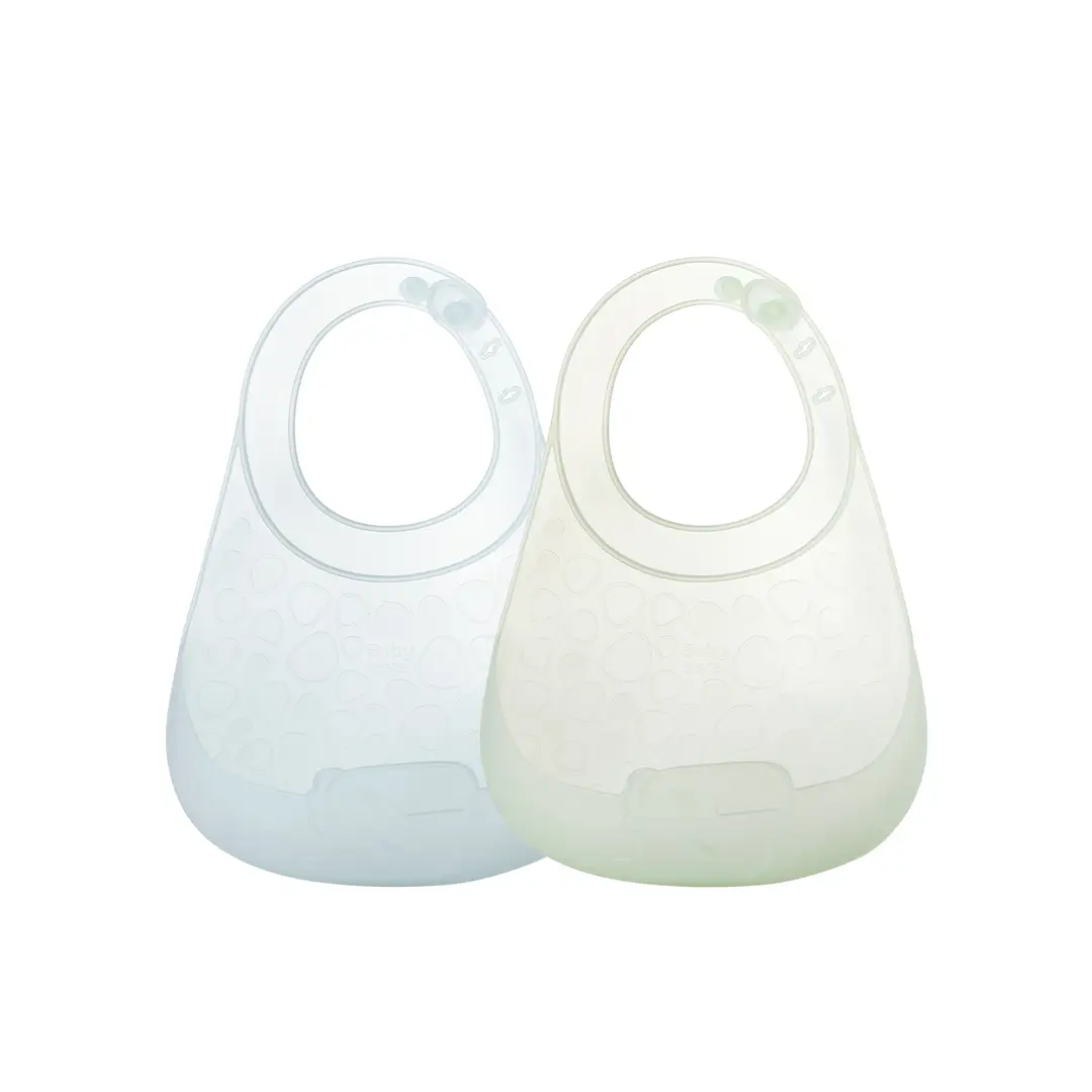 BC Babycare Lightweight Silicone Bibs - Pack of 2 - Calm Blue & Misty Green