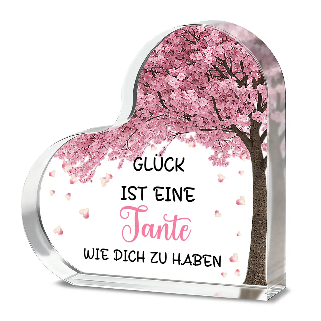 Alphynix Herz-Akryllampe, 1 Stück, „Glück ist eine Tante wie dich zu haben“, Geschenk für die deutsche Tante mit Kirschbaum-Design, bedachte Geschenkidee für die Tante von Neffe/Nichte