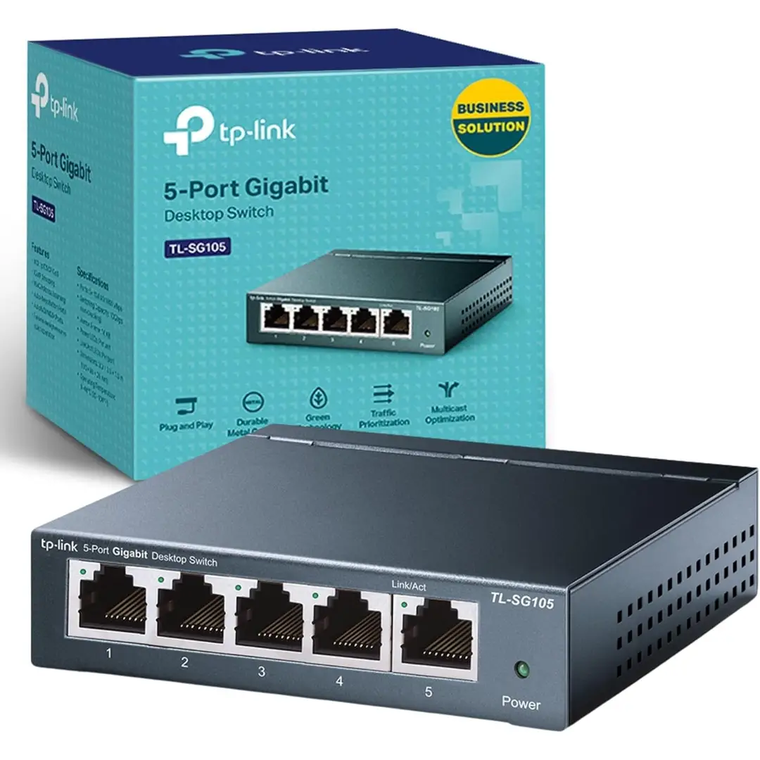 TP-Link TL-SG105 5-Port Gigabit Desktop Ethernet Switch (Steel Case)