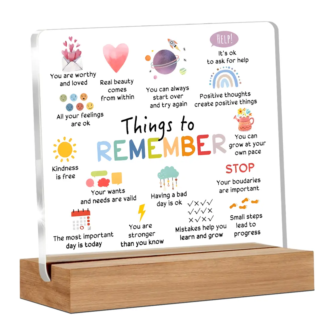 Alphynix Plaque d’affirmations positives en acrylique avec support en bois
