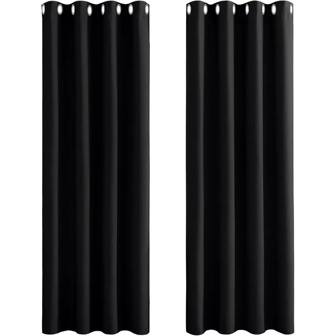 PONY DANCE Rideaux occultants à œillets, L 46 x H 72 pouces, lot de 2 panneaux, noir