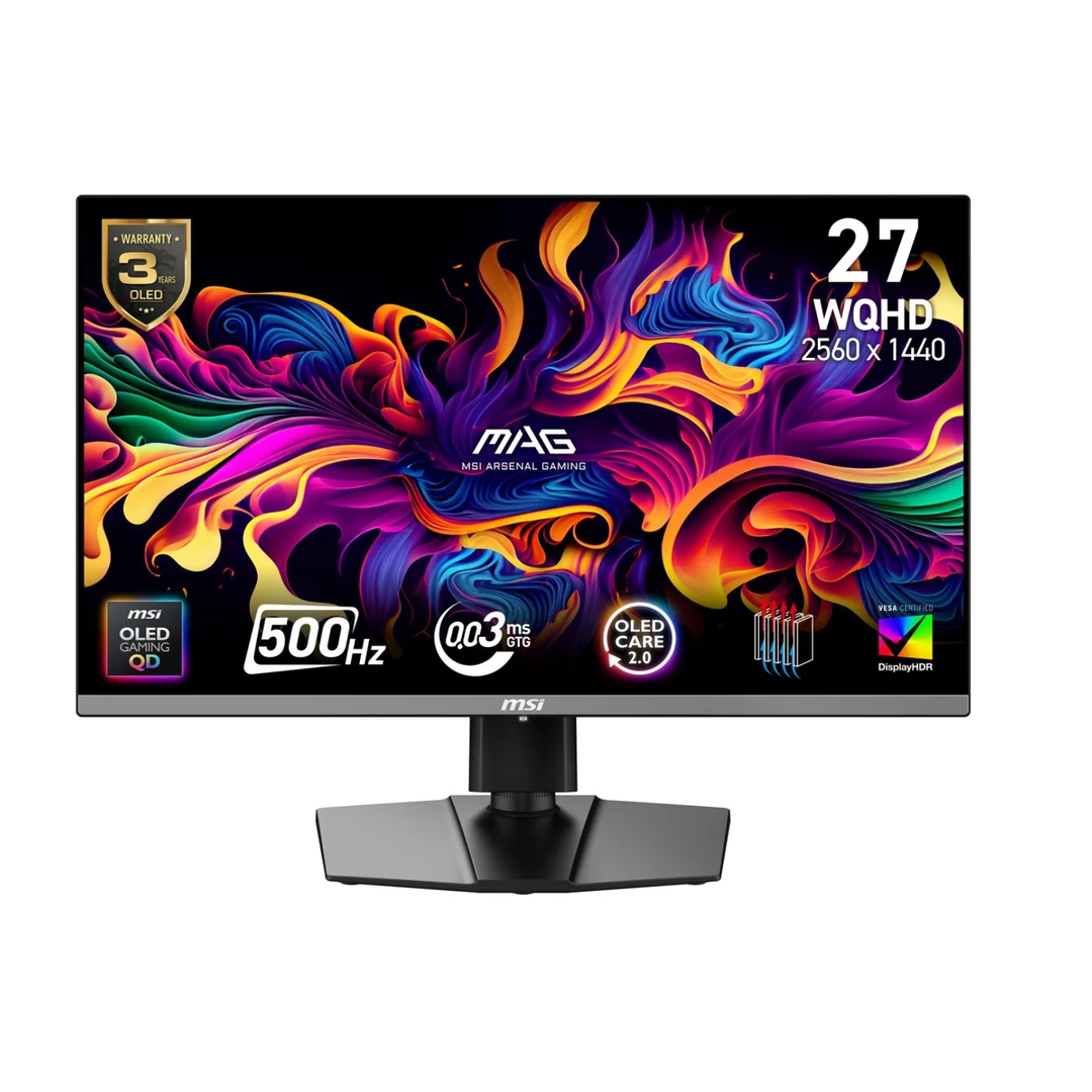 MSI MAG 272QP QD-OLED X50 monitor 67,3 cm (26,5") 2560 x 1440 pixels Wide Quad HD Zwart
