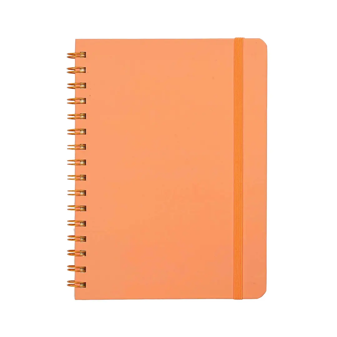 Jubiluu A5 Hardcover Spiral Lined Notebook - 96 Sheets (100g offset paper), with Elastic Band - Classic Cream Ruled Journal for Writing, School, Office, and Gifts-Sand Beige