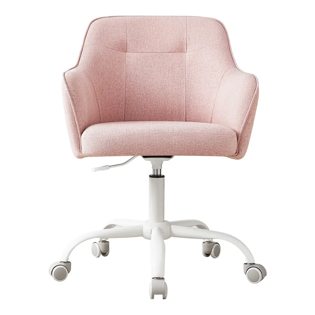 SONGMICSHOME Bürostuhl, Drehstuhl, Schreibtischstuhl, höhenverstellbar, Baumwoll-Leinen-Mischgewebe, rosa