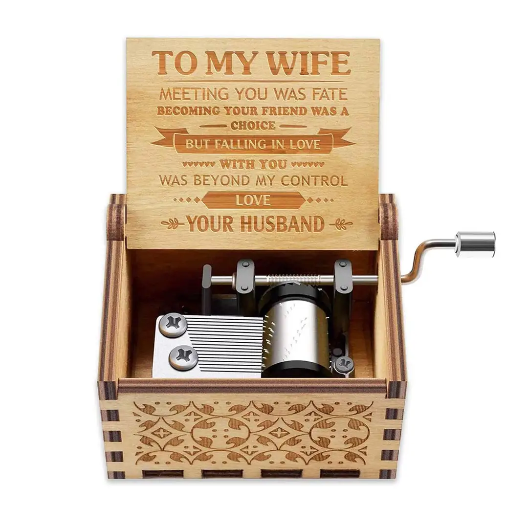 Alphynix Boîte à musique ''To My Wife'' en bois, cadeau mari-femme
