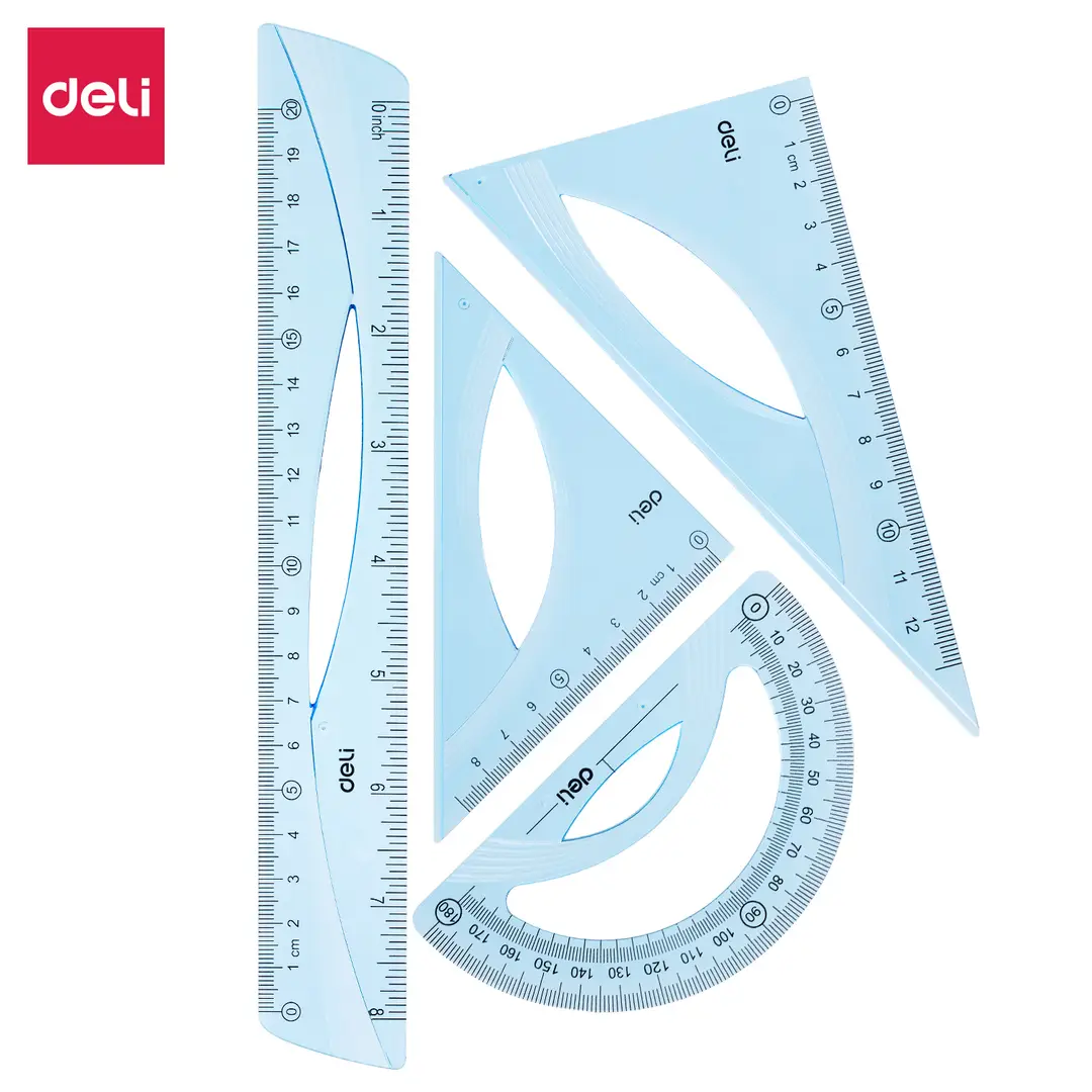 Deli Blue Ruler Set, Geometry Drawing Tools, 1-Piece
