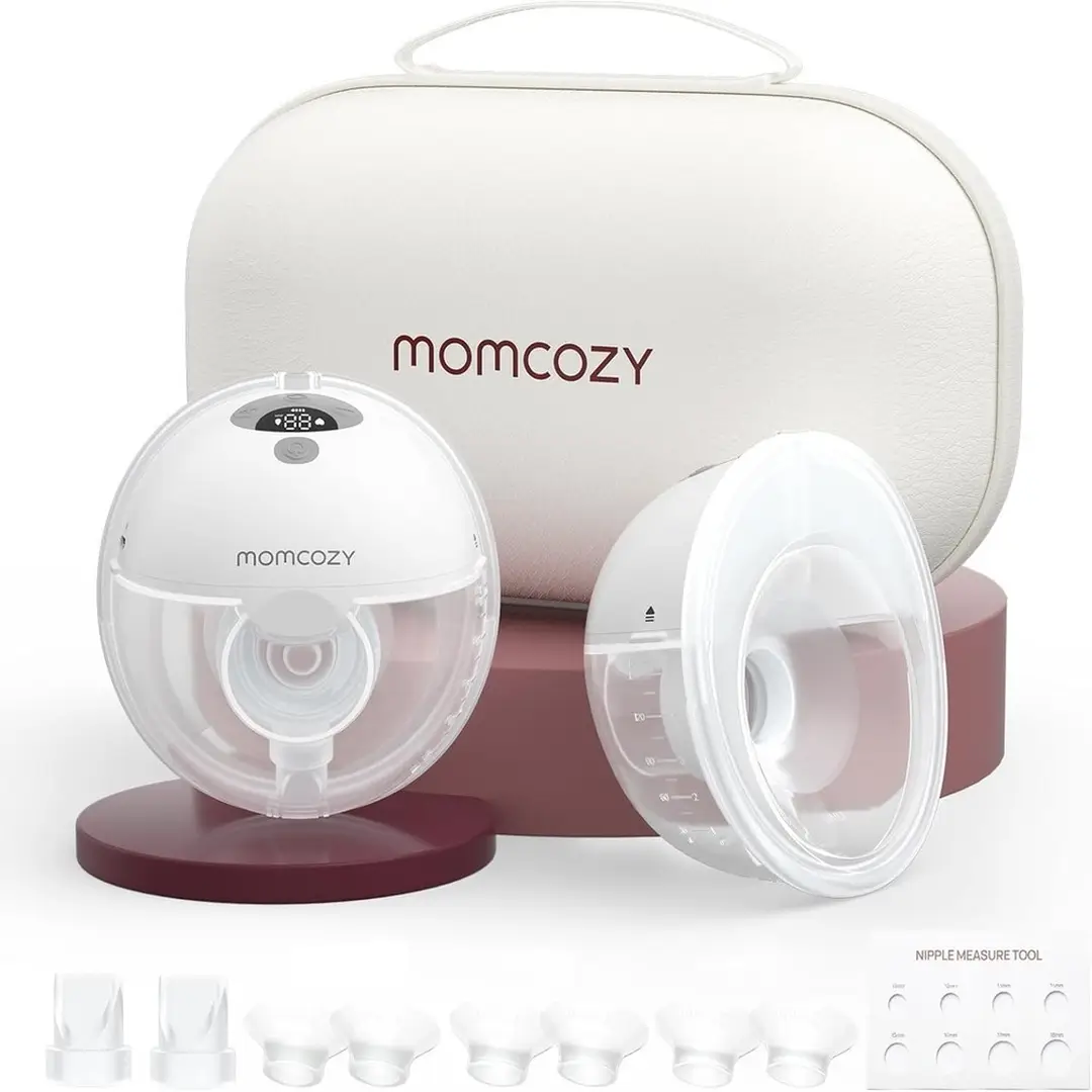 Momcozy M5 Hands-Free Breast Pump - Wearable Electric Pump, Double-Sealed Flange, 3 Modes & 9 Levels, Gray, 2 Pack