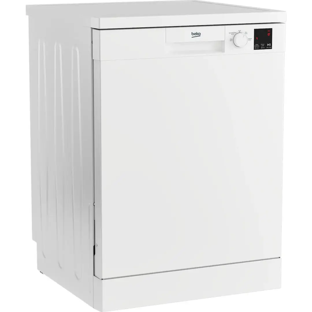 Beko DFN04321W b100 Freistehender Geschirrspüler 60 cm, 13 Maßgedecke, unterbaufähig, Halbe Beladung, Zeitvorwahl, Clean&Shine-Programm, 4 Programme, Watersafe, Weiß [Energieklasse E]