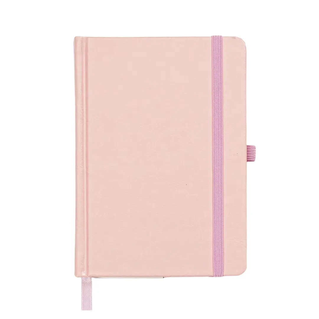 Jubiluu A5 Floral Fabric Hardcover Lined Notebook - 96 Sheets (105g offset paper)， Bookmark & Elastic Band - Classic Cream Ruled Journal for Writing， School， Office， and Gifts-Peach Blossom