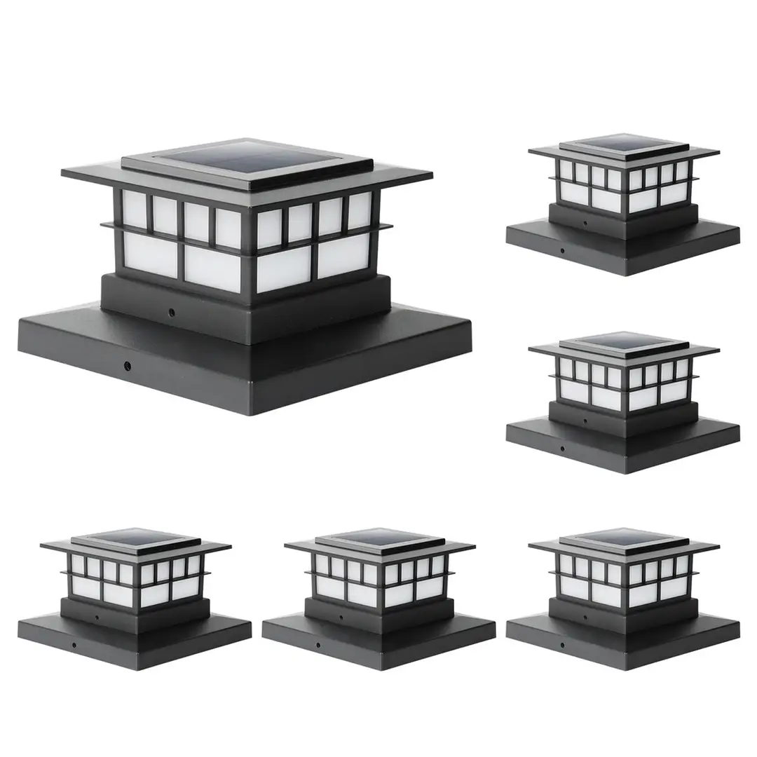 LUTEC 6-teiliges Solar-Pfostenlicht, IP65 wasserdichtes Solar-Zaunpfostenlicht geeignet für 4x4 5x5 6x6 Holz-/Vinylpfosten, warmweißes 3000K LED-Solarlicht zur Dekoration, geeignet für Höfe, Gärten, Terrassen, Decks